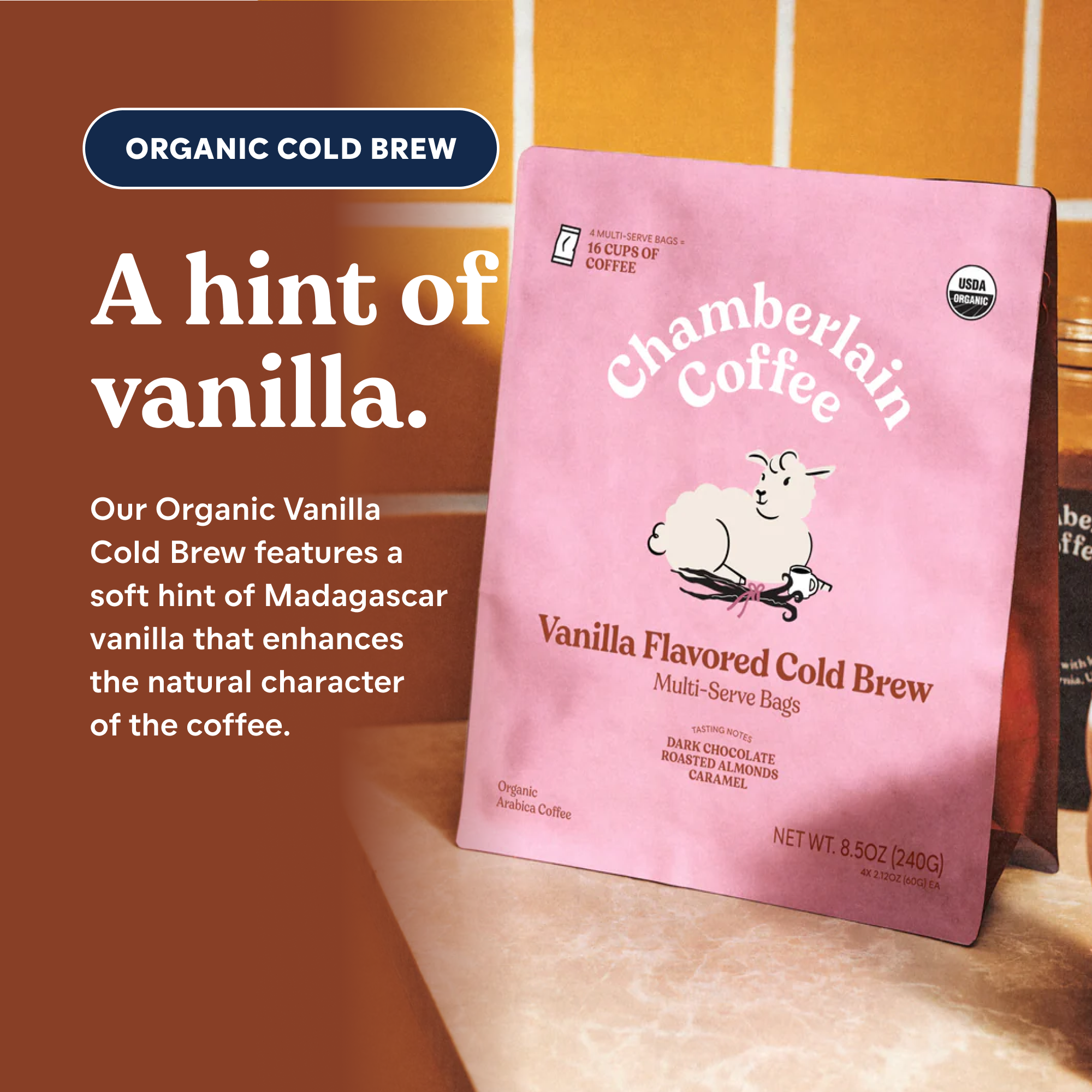 Organic Vanilla Cold Brew Elephant Large Coffee Bags