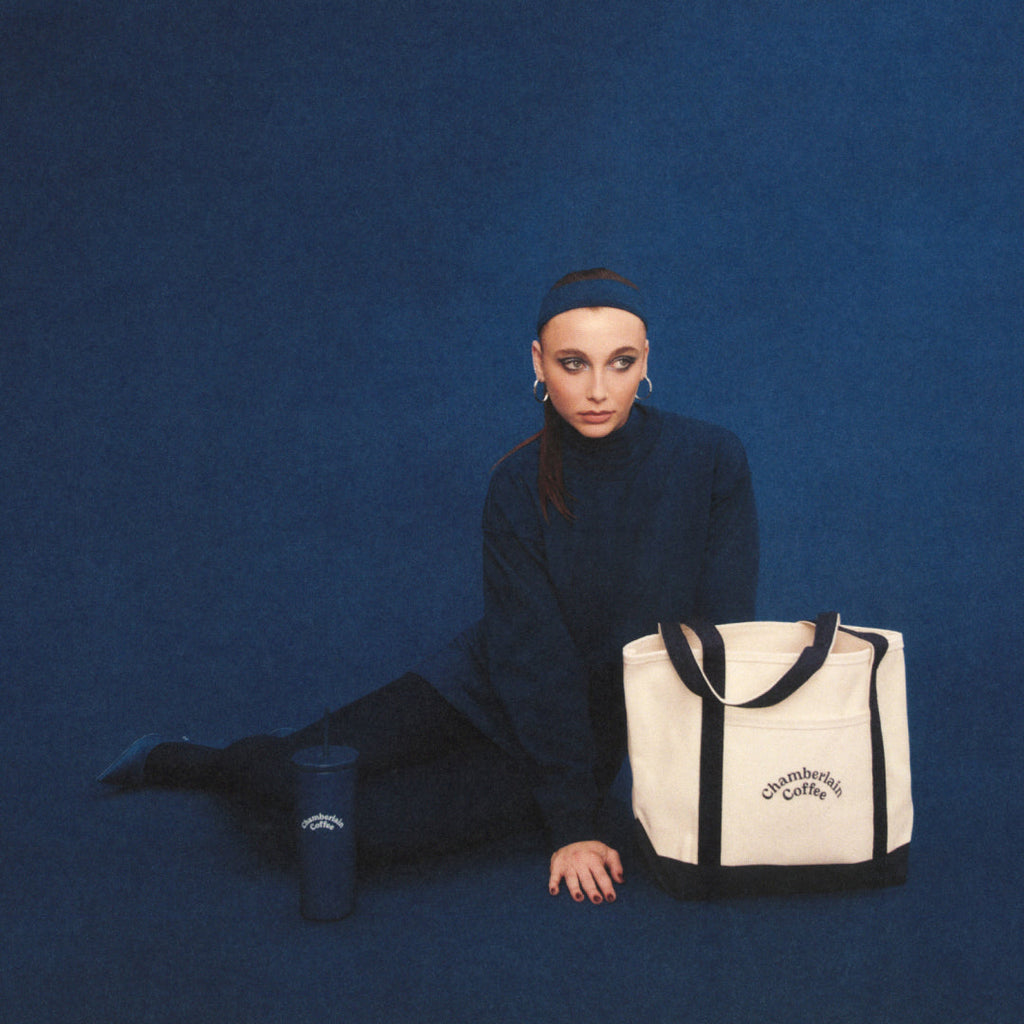 Navy Everywhere Tote  Lifestyle Shot Front